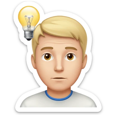 white man with light bulb over head, came up with idea sticker