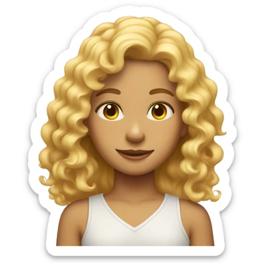 one curly blonde girl with a heart to a honey hair boy sticker