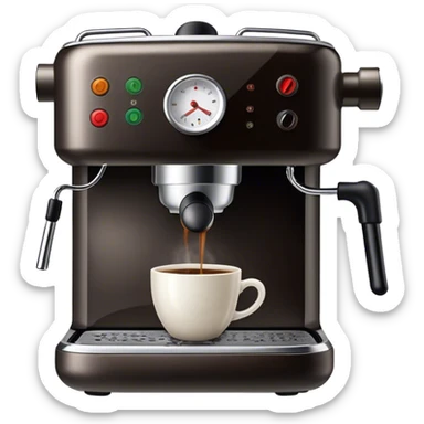 coffee maker making espresso with smoke coming out of the cup sticker