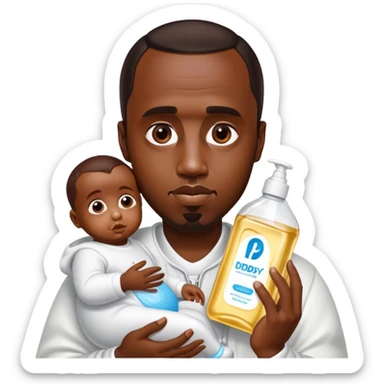 p diddy holding baby oil sticker