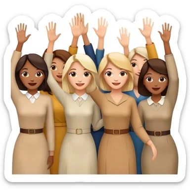 group of happy women, stylishly dressed, raising their hands sticker