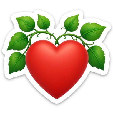 red heart with green vines growing around it and covering it up sticker