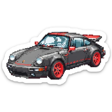 Black Porsche 911 with red details sticker