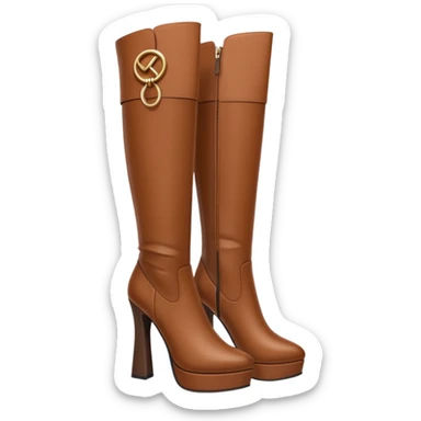 brown y2k heeled knee high boots sticker