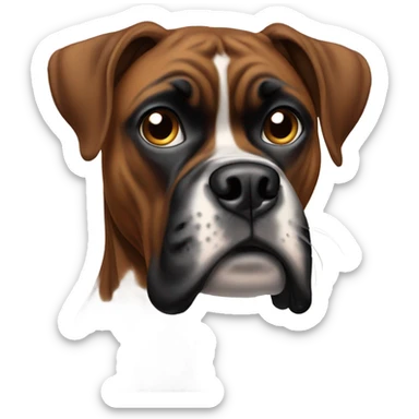 Brown, Black, and White Boxer Dog with big eyes  sticker