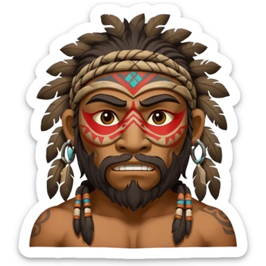 cave man with ritual mask sticker