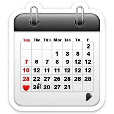 white daily date calendar sticker