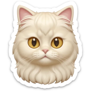 A 3D cartoon Persian cat with soft cream-white long fur, round face, golden eyes, gentle expression, cinematic Memoji-style lighting. sticker