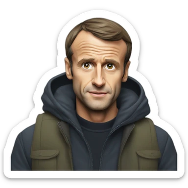 Emmanuel Macron homeless sticker