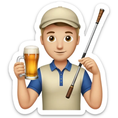 Golfer swinging his club at a glass of beer sticker