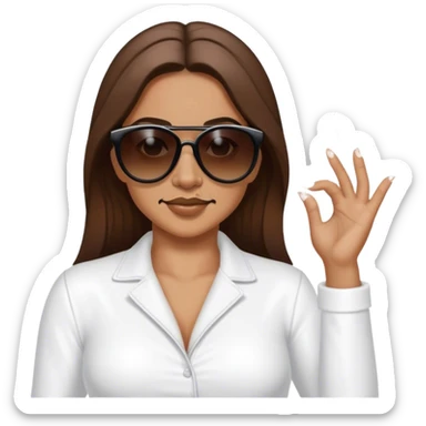White woman with brown hair posing as salt bae with sunglasses sprinkling salt sticker
