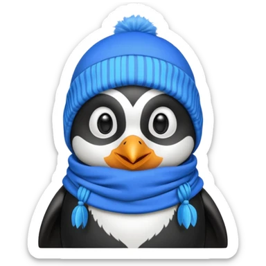 penguin with blue scarf and balaclava  sticker