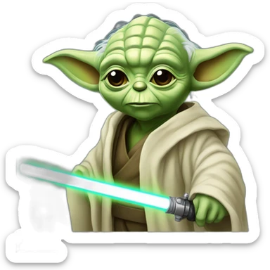 yoda with lightsaber sticker