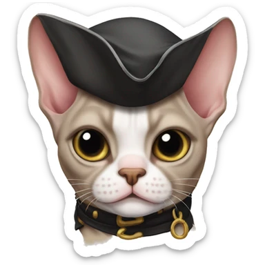 A chubby pirate sphynx cat sticker