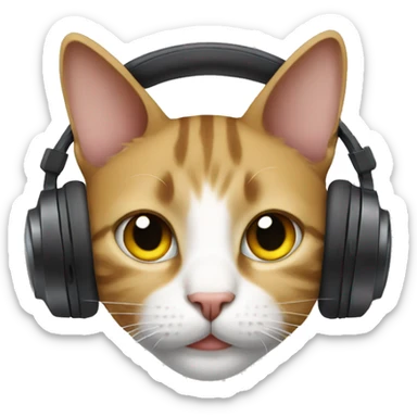 Cat with headphones sticker