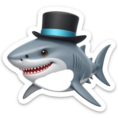 Shark with a top hat sticker