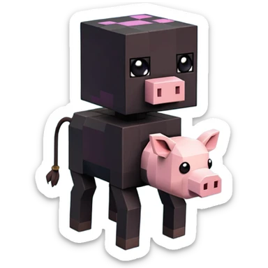 enderman minecraft chevauchant un cochon (clash royale sticker