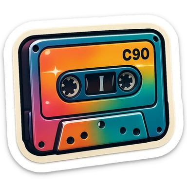 A retro cassette tape sticker
