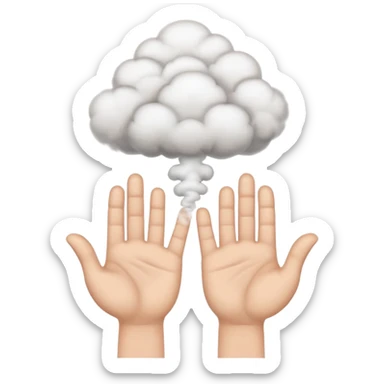 cartoon hands appearing from puffs of smoke sticker