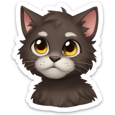 Anthro Shy Cute Cool Edgy Pretty Dark Brown Furry Feline Animal Anthro Sona sticker