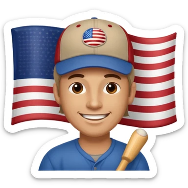 smiling redneck guy with american hat sticker