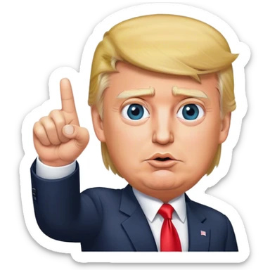 Donald Trump points his finger up, portrait, hyperreal sticker