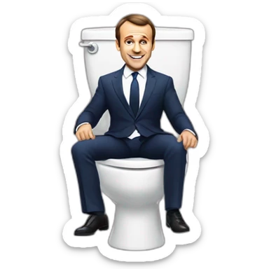 Emanuel Macron qui est sur des toilettes en dansant sticker