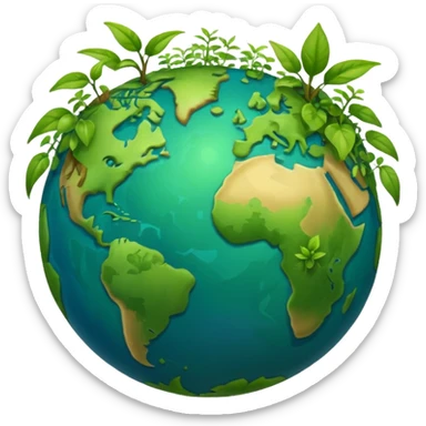 globe with plants sprouting all over it sticker