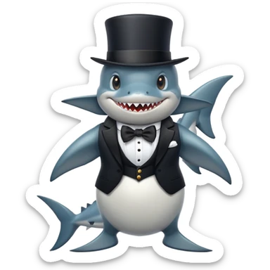 Shark in a tux and a top hat sticker