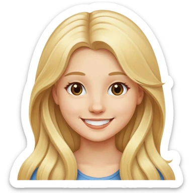 smiling girl with long blonde hair sticker
