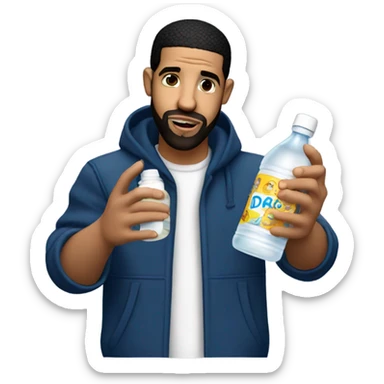 Drake the rapper holding baby oil  sticker