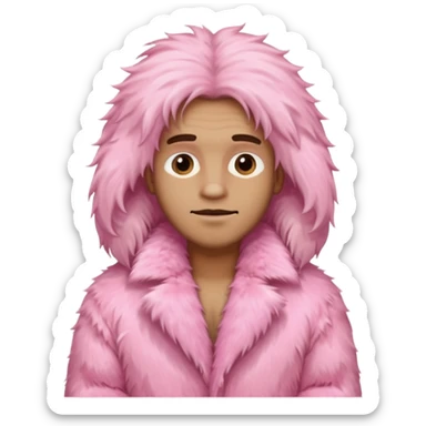 Pink fur coat male sticker