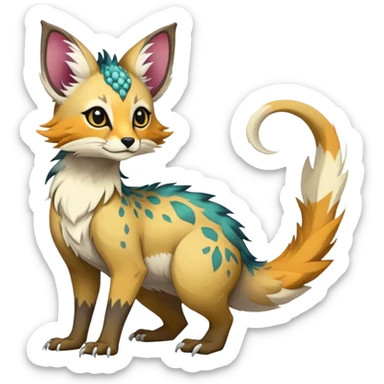 Feral Rare Fantasy colorful Vernid-Trico-species by LiLaiRa, random markings, tufted tail, tufted ears, full body sticker