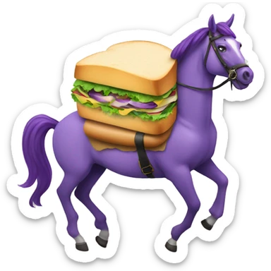 A BIG SANDWICH WITH LOTS OF EGGPLANTS RIDING A HORSE sticker
