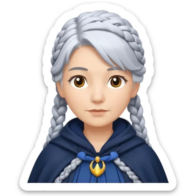 braid silver hair, navy cloak sticker