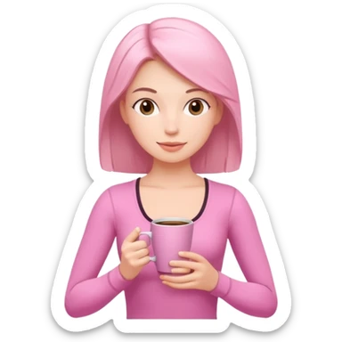 Girl in pink Pilates style holding coffee in her hands  sticker
