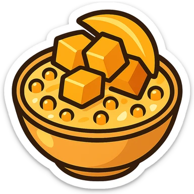 mango sago dessert, stylized, vibrant sticker