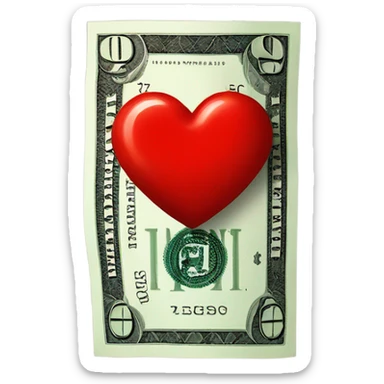 dollar sign red heart sticker