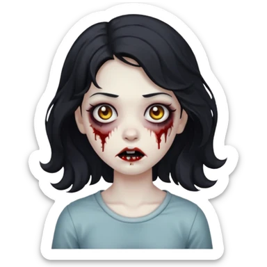 garota zumbi com cabelo preto ondulado sticker