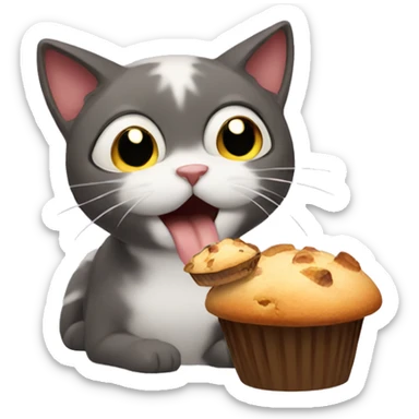 cat eating muffins sticker