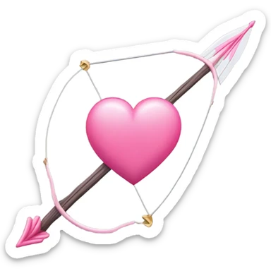 cupids bow and arrow with a pink heart on the end sticker