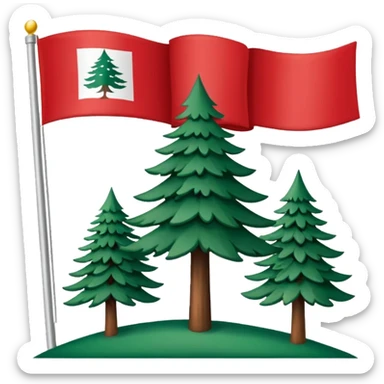 New England flag with a red backgournd white canton and a pine sticker