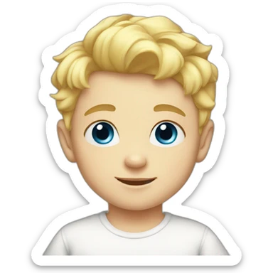 Baby boy brothers blond hair blue eyes with  sticker