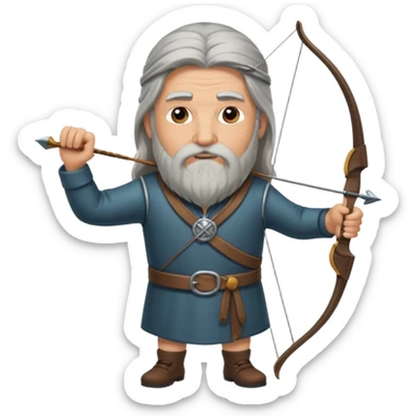 old aged archer dont wear him dress, he should be in long hair , long beard sticker