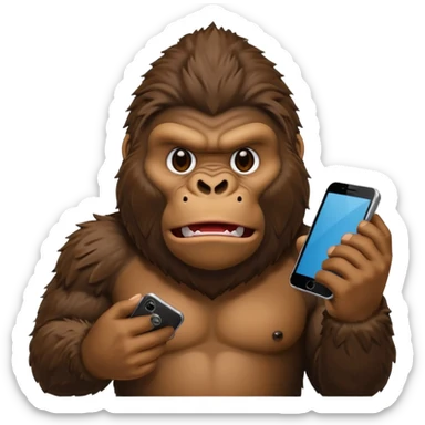 King Kong with a cell phone emojie sticker