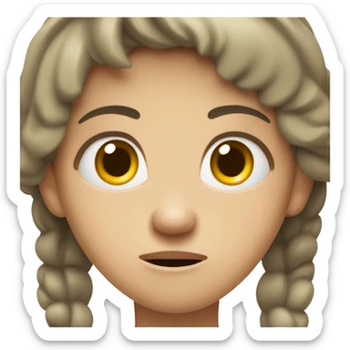 Emoji of a person with short, disheveled dark brown hair, wide, fearful brown eyes, pale olive skin, and a terrified expression.  exaggerated features to emphasize extreme stress. sticker