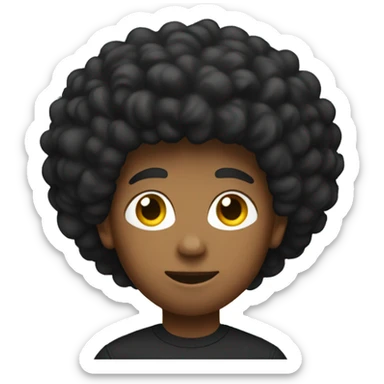 A boy with long afro in a black nike tech sticker
