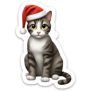 Christmas cat is a gift sticker
