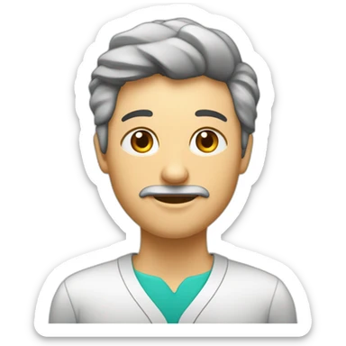 nutricionista de 30 años tremendamente preocupado, transpirado, rascandose la cabeza sticker