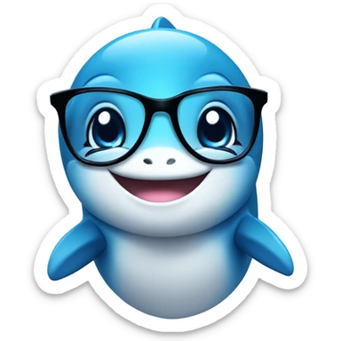 cute dolphin with glasses on sticker